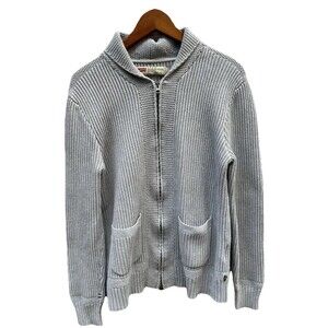 Vintage Levi's Men's Gray Grandpa Cardigan Sweater Zip Up Ribbed Knit Size XL